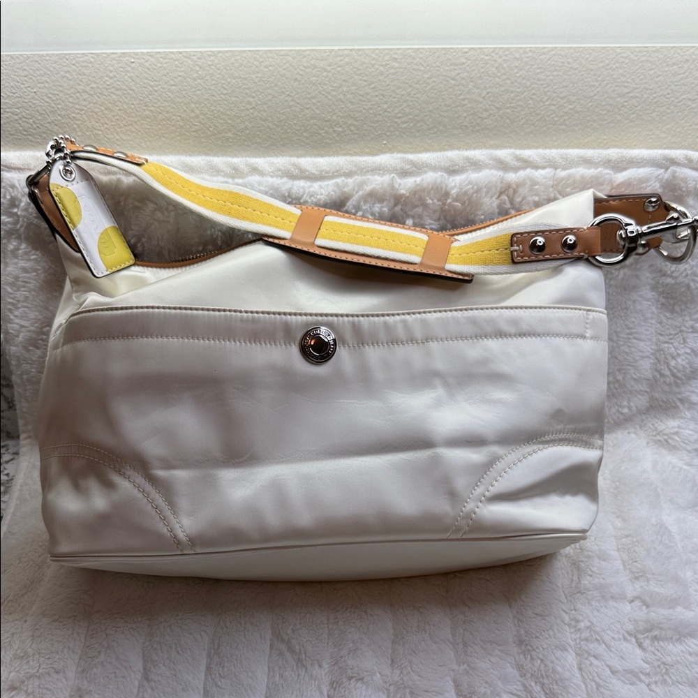 Coach White and Yellow Shoulder Bag